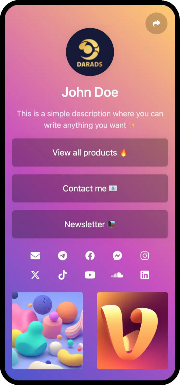 Screenshot of biolink page examples